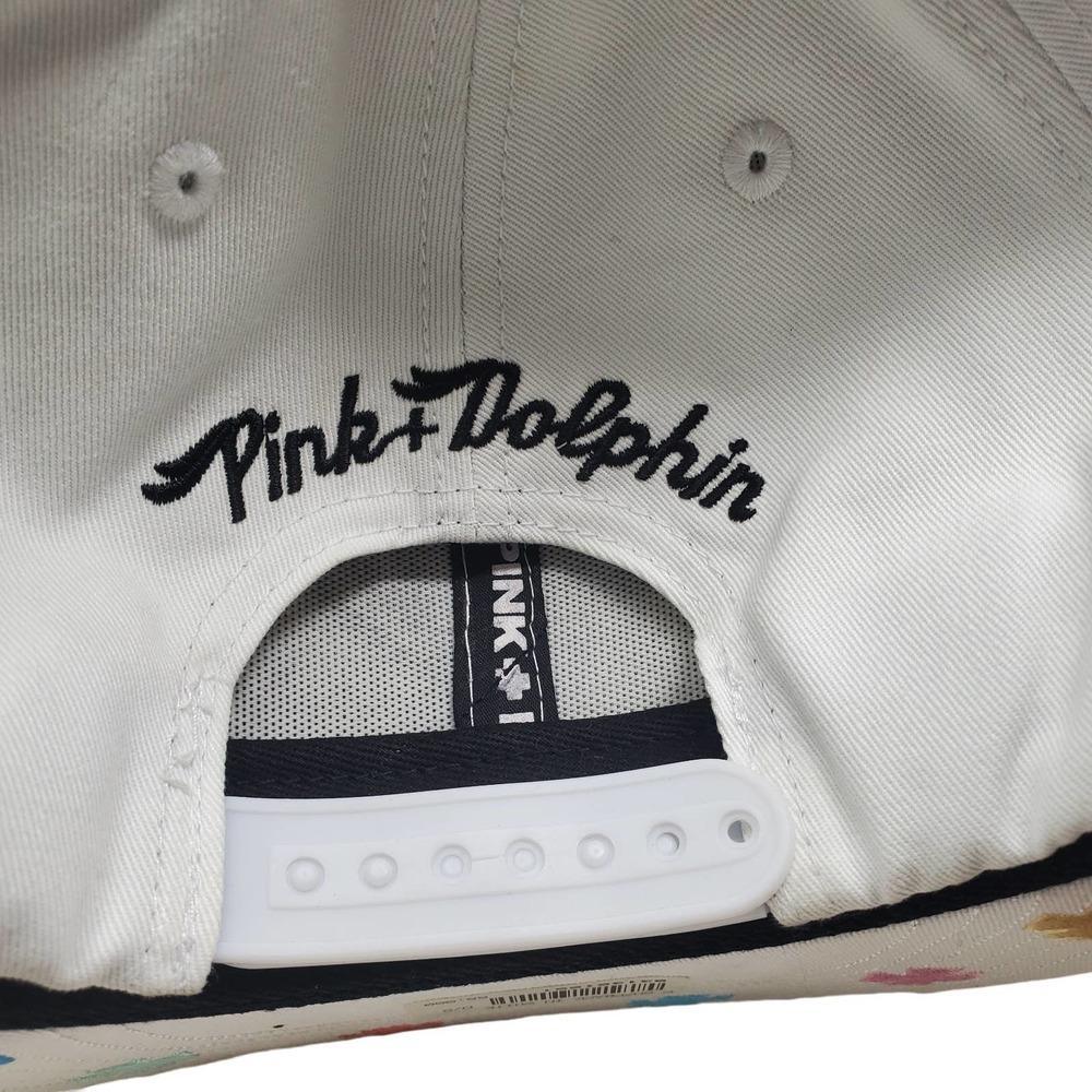 NEW Pink Dolphins P Logo Snapback Hat - White - Picture 3 of 4